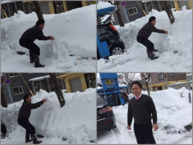 3月24日の北19条店です。朝の雪・・・・